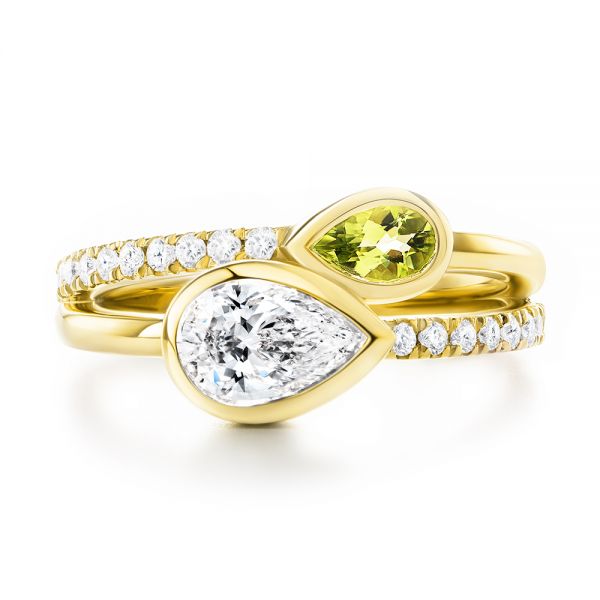 14k Yellow Gold Toi Et Moi Split Shank Engagement Ring - Top View - 107434
