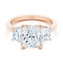 14k Rose Gold 14k Rose Gold Trellis Three Stone Engagement Ring - Flat View -  107308 - Thumbnail