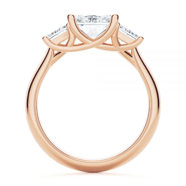 14k Rose Gold 14k Rose Gold Trellis Three Stone Engagement Ring - Front View -  107308