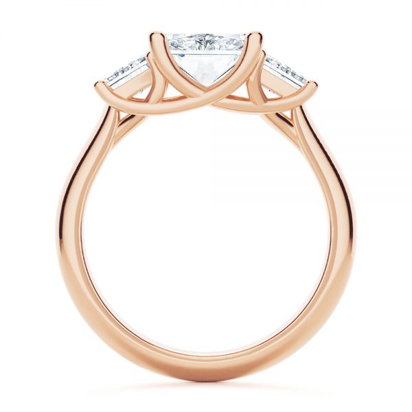 14k Rose Gold 14k Rose Gold Trellis Three Stone Engagement Ring - Front View - 107308