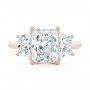 18k Rose Gold 18k Rose Gold Trellis Three Stone Engagement Ring - Top View -  107308 - Thumbnail