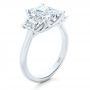 14k White Gold 14k White Gold Trellis Three Stone Engagement Ring - Three-Quarter View -  107308 - Thumbnail