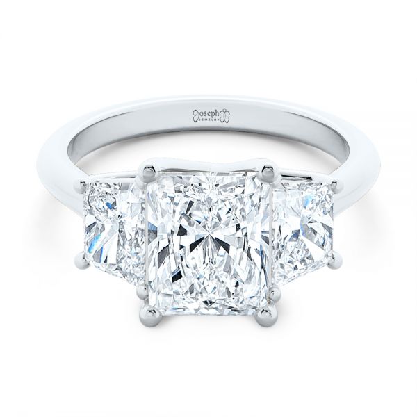 Platinum Trellis Three Stone Engagement Ring - Flat View - 107308