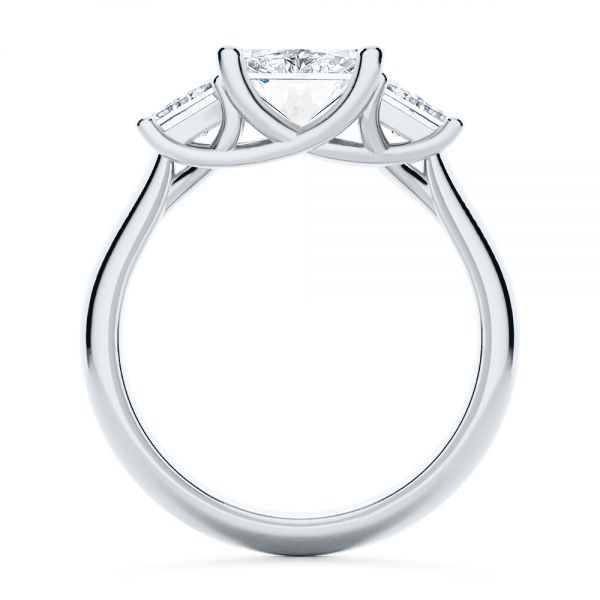 14k White Gold 14k White Gold Trellis Three Stone Engagement Ring - Front View -  107308