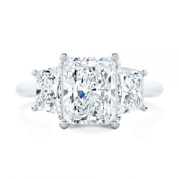 Platinum Trellis Three Stone Engagement Ring - Top View - 107308