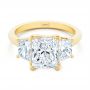 18k Yellow Gold 18k Yellow Gold Trellis Three Stone Engagement Ring - Flat View -  107308 - Thumbnail