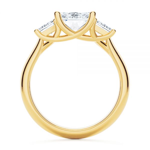 14k Yellow Gold 14k Yellow Gold Trellis Three Stone Engagement Ring - Front View -  107308