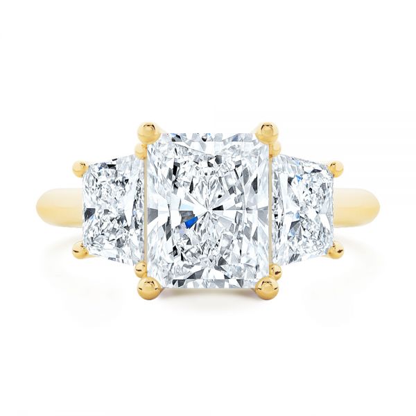18k Yellow Gold 18k Yellow Gold Trellis Three Stone Engagement Ring - Top View -  107308