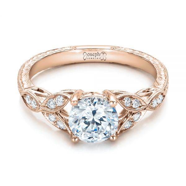 Open Leaf Diamond Engagement Ring In 14K Rose Gold