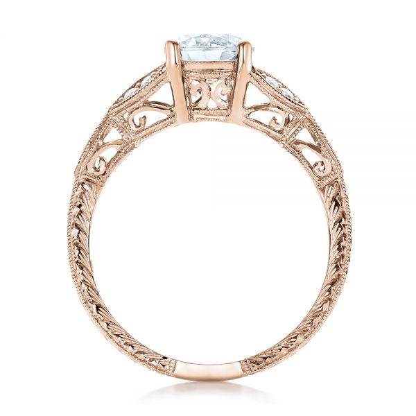 14k Rose Gold 14k Rose Gold Tri-leaf Diamond Engagement Ring - Front View -  101989