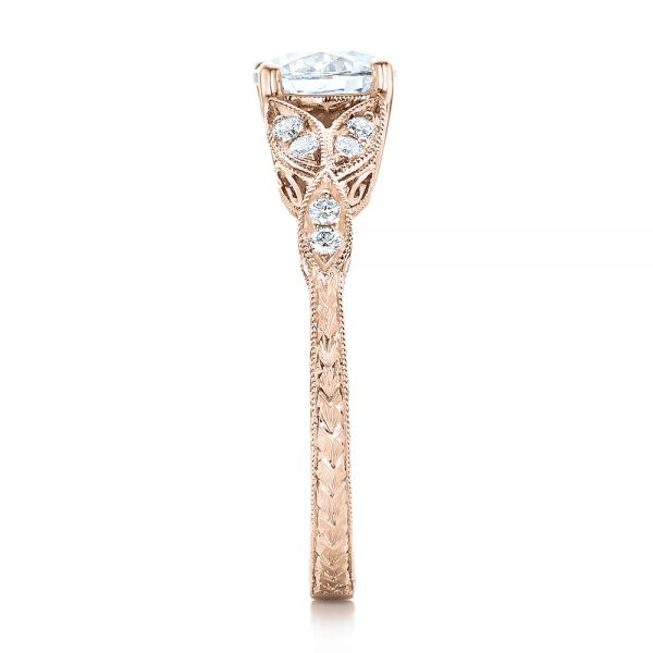 18k Rose Gold 18k Rose Gold Tri-leaf Diamond Engagement Ring - Side View - 101989