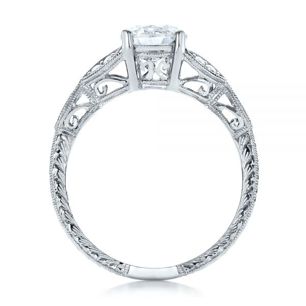 14k White Gold 14k White Gold Tri-leaf Diamond Engagement Ring - Front View -  101989