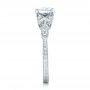 18k White Gold Tri-leaf Diamond Engagement Ring - Side View -  101989 - Thumbnail