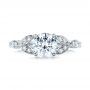18k White Gold Tri-leaf Diamond Engagement Ring - Top View -  101989 - Thumbnail