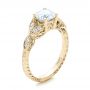 18k Yellow Gold 18k Yellow Gold Tri-leaf Diamond Engagement Ring - Three-Quarter View -  101989 - Thumbnail