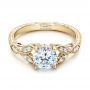 14k Yellow Gold 14k Yellow Gold Tri-leaf Diamond Engagement Ring - Flat View -  101989 - Thumbnail
