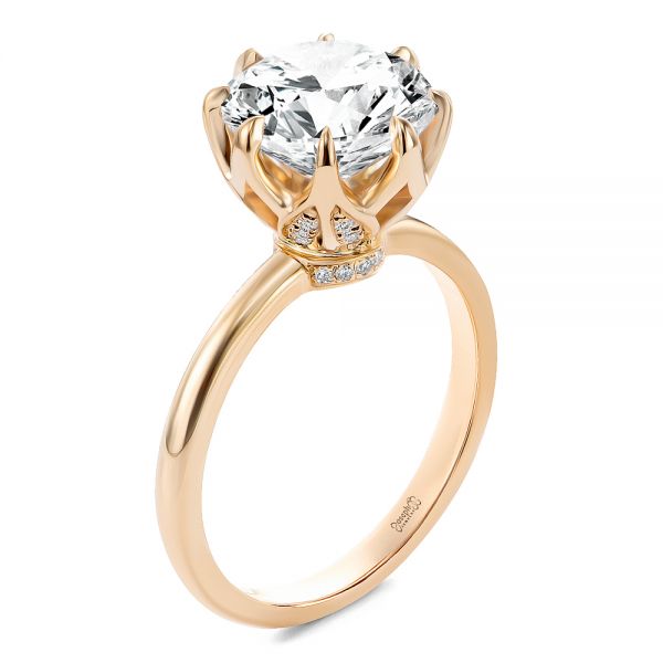 14k Rose Gold 14k Rose Gold Tulip Head Diamond Engagement Ring - Three-Quarter View -  107591