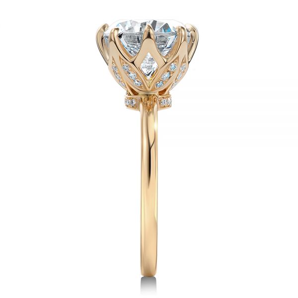 18k Rose Gold 18k Rose Gold Tulip Head Diamond Engagement Ring - Side View -  107591