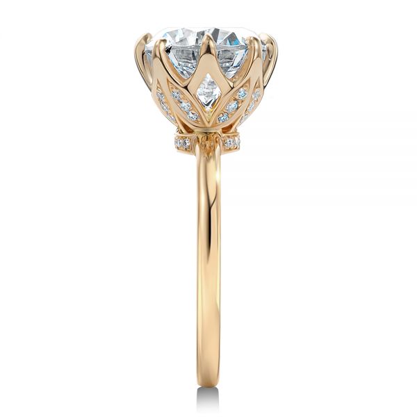 18k Rose Gold 18k Rose Gold Tulip Head Diamond Engagement Ring - Side View - 107591