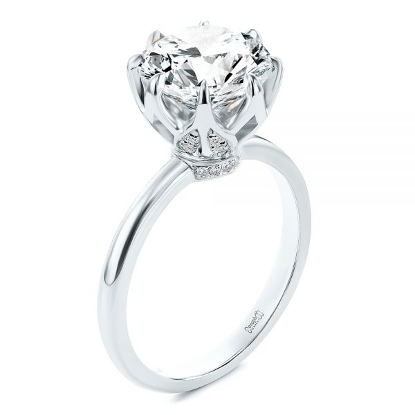 14k White Gold 14k White Gold Tulip Head Diamond Engagement Ring - Three-Quarter View -  107591