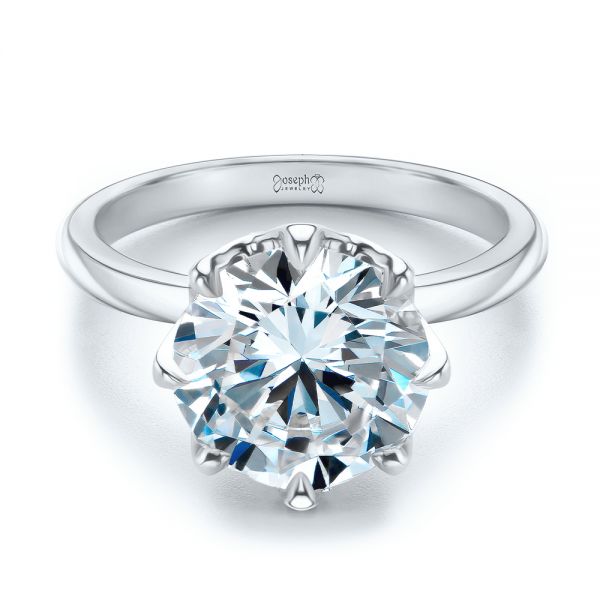  Platinum Platinum Tulip Head Diamond Engagement Ring - Flat View -  107591