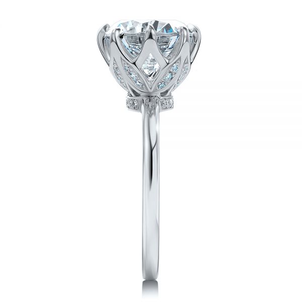 18k White Gold 18k White Gold Tulip Head Diamond Engagement Ring - Side View -  107591