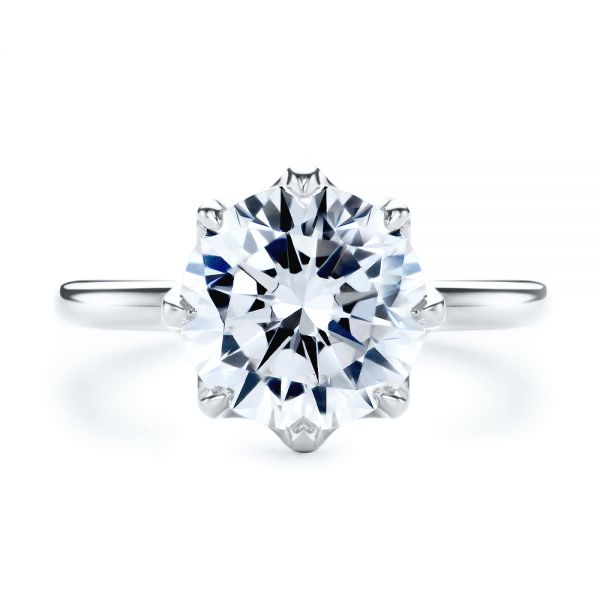 14k White Gold 14k White Gold Tulip Head Diamond Engagement Ring - Top View - 107591