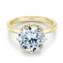 18k Yellow Gold 18k Yellow Gold Tulip Head Diamond Engagement Ring - Flat View -  107591 - Thumbnail