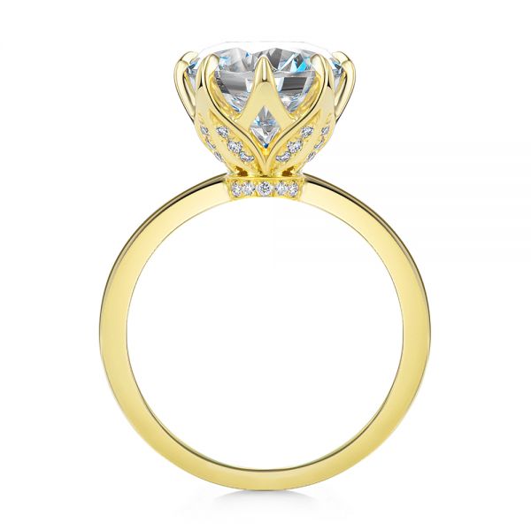 14k Yellow Gold Tulip Head Diamond Engagement Ring - Front View -  107591