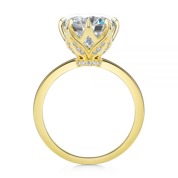 18k Yellow Gold 18k Yellow Gold Tulip Head Diamond Engagement Ring - Front View -  107591