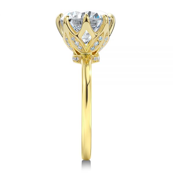 14k Yellow Gold Tulip Head Diamond Engagement Ring - Side View -  107591