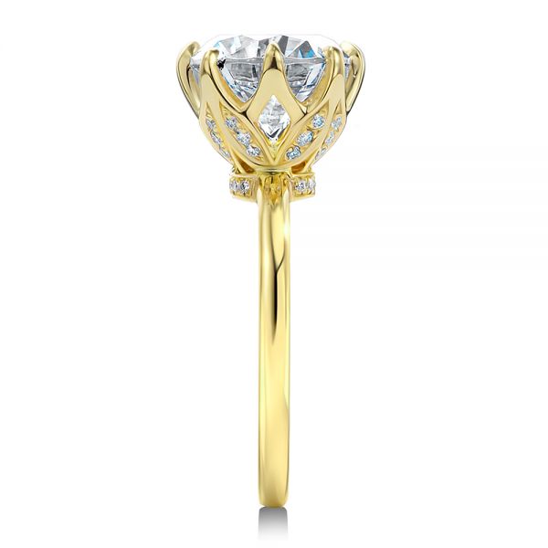 14k Yellow Gold Tulip Head Diamond Engagement Ring - Side View -  107591