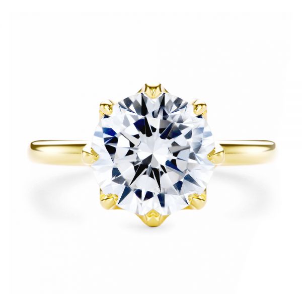 14k Yellow Gold Tulip Head Diamond Engagement Ring - Top View -  107591