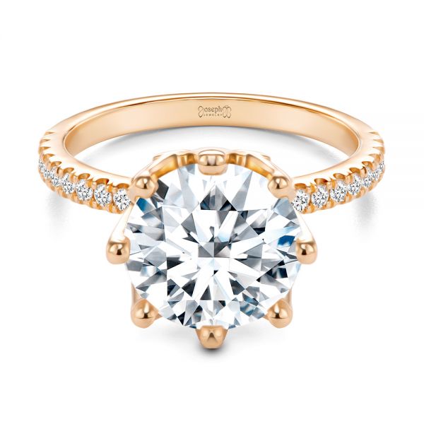 14k Rose Gold 14k Rose Gold Tulip Head And Diamond Accents Engagement Ring - Flat View - 107627