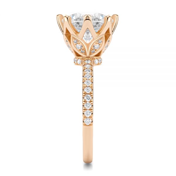 14k Rose Gold 14k Rose Gold Tulip Head And Diamond Accents Engagement Ring - Side View - 107627