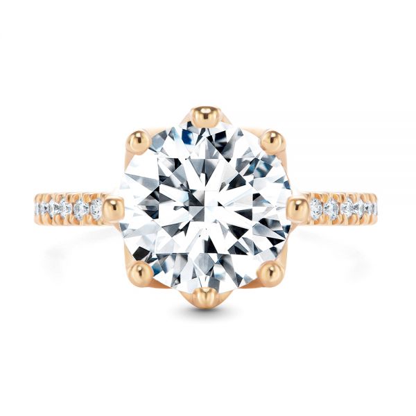 14k Rose Gold 14k Rose Gold Tulip Head And Diamond Accents Engagement Ring - Top View - 107627