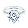 18k White Gold 18k White Gold Tulip Head And Diamond Accents Engagement Ring - Flat View -  107627 - Thumbnail