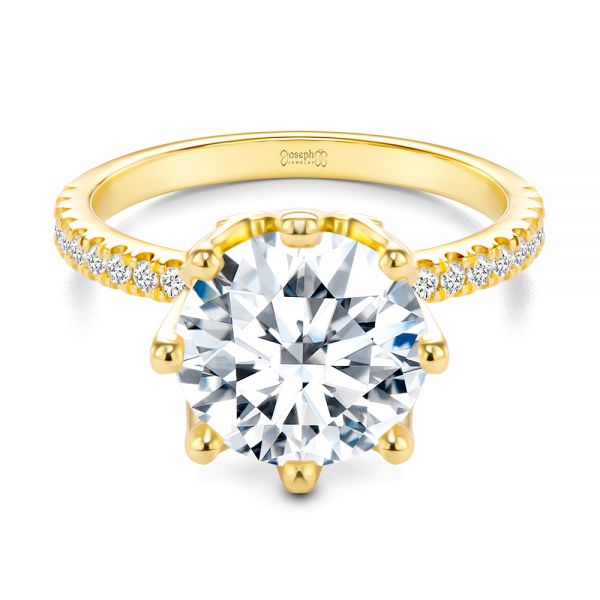 14k Yellow Gold Tulip Head And Diamond Accents Engagement Ring - Flat View - 107627