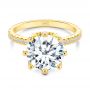 14k Yellow Gold Tulip Head And Diamond Accents Engagement Ring - Flat View -  107627 - Thumbnail