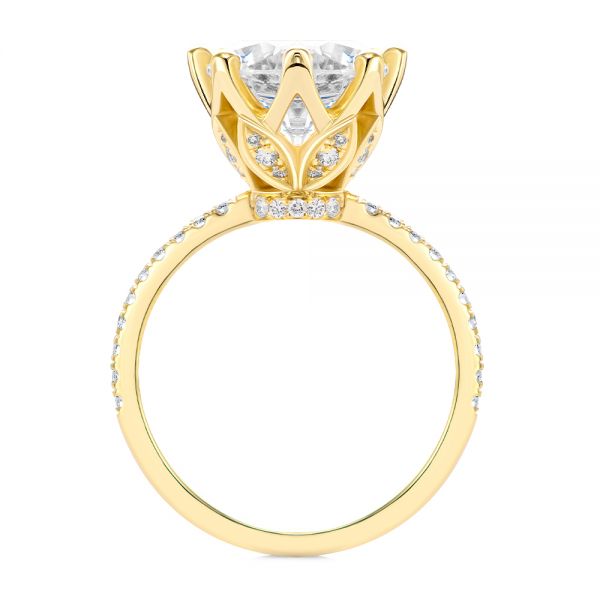 14k Yellow Gold Tulip Head And Diamond Accents Engagement Ring - Front View - 107627
