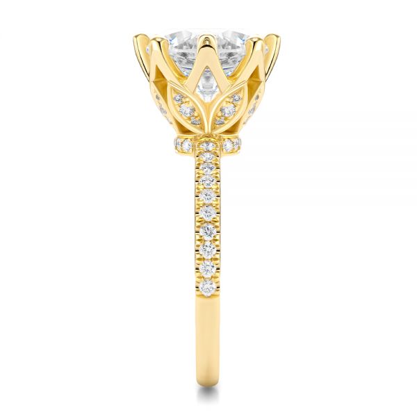 14k Yellow Gold Tulip Head And Diamond Accents Engagement Ring - Side View - 107627