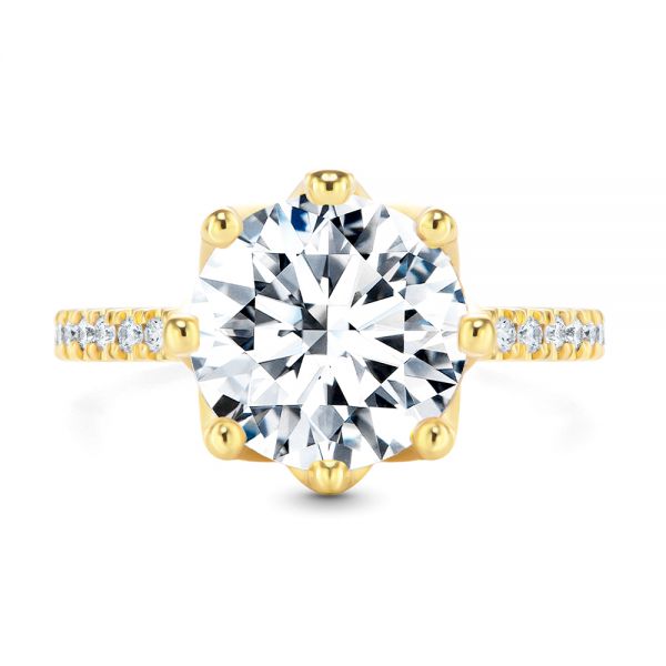 14k Yellow Gold Tulip Head And Diamond Accents Engagement Ring - Top View - 107627