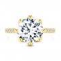 14k Yellow Gold Tulip Head And Diamond Accents Engagement Ring - Top View -  107627 - Thumbnail
