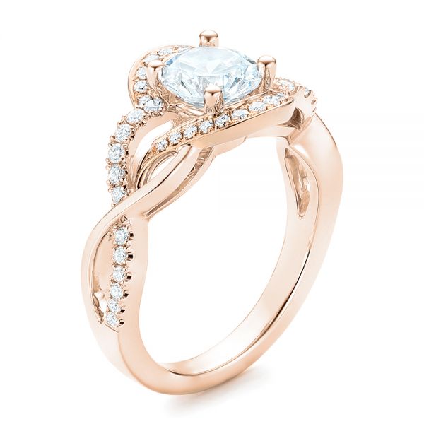 18k Rose Gold And 18K Gold 18k Rose Gold And 18K Gold Twist Diamond Engagement Ring - Three-Quarter View -  102489