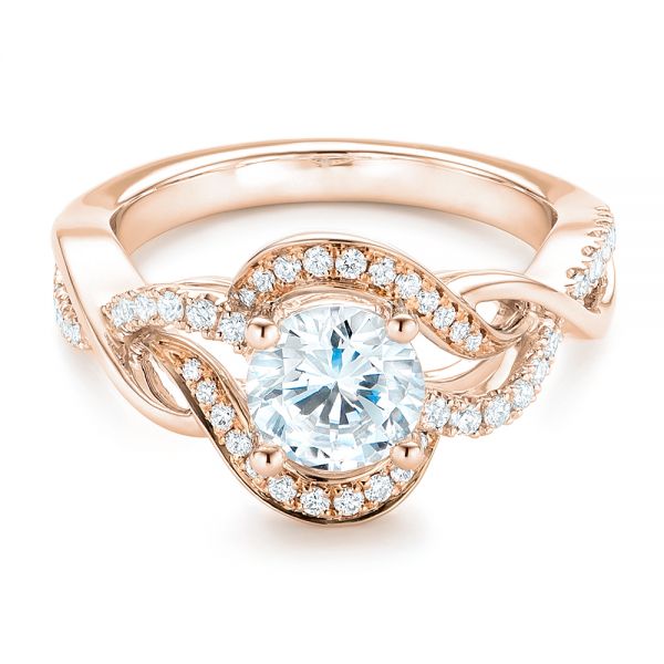 18k Rose Gold And 18K Gold 18k Rose Gold And 18K Gold Twist Diamond Engagement Ring - Flat View -  102489