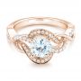 18k Rose Gold And 18K Gold 18k Rose Gold And 18K Gold Twist Diamond Engagement Ring - Flat View -  102489 - Thumbnail