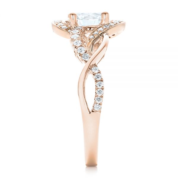 14k Rose Gold And 18K Gold 14k Rose Gold And 18K Gold Twist Diamond Engagement Ring - Side View -  102489