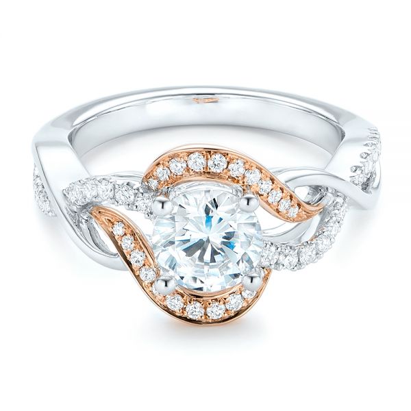 18k White Gold And Platinum 18k White Gold And Platinum Twist Diamond Engagement Ring - Flat View -  102489