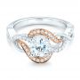 14k White Gold And 14K Gold Twist Diamond Engagement Ring - Flat View -  102489 - Thumbnail