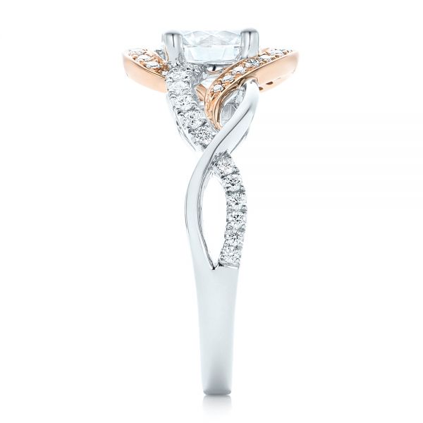 18k White Gold And 18K Gold 18k White Gold And 18K Gold Twist Diamond Engagement Ring - Side View -  102489